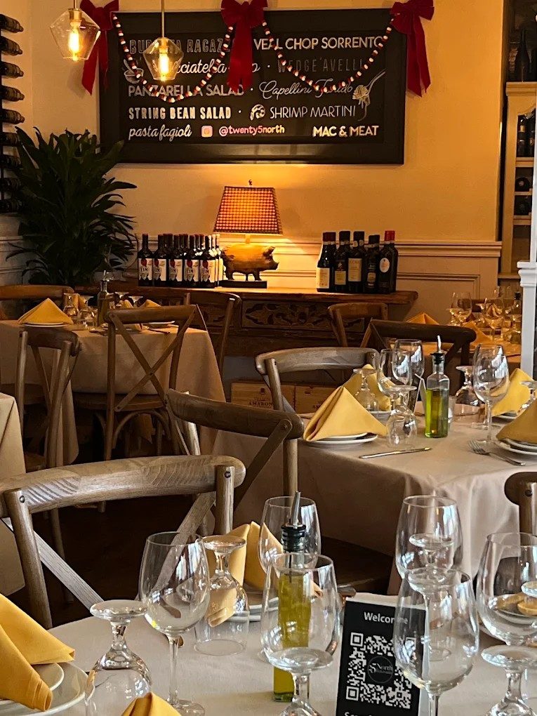 The dining room at 25 North Ristorante