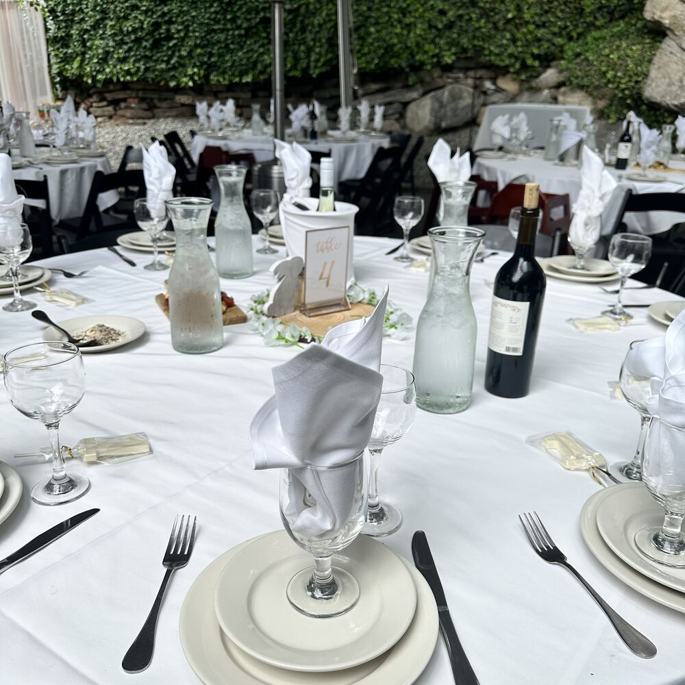 A table on the covered patio