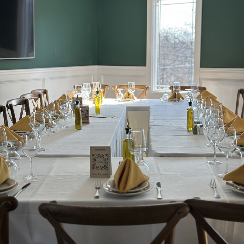 The green room, set for a party